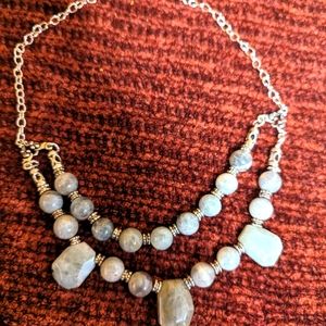 Labradorite and metal necklace.